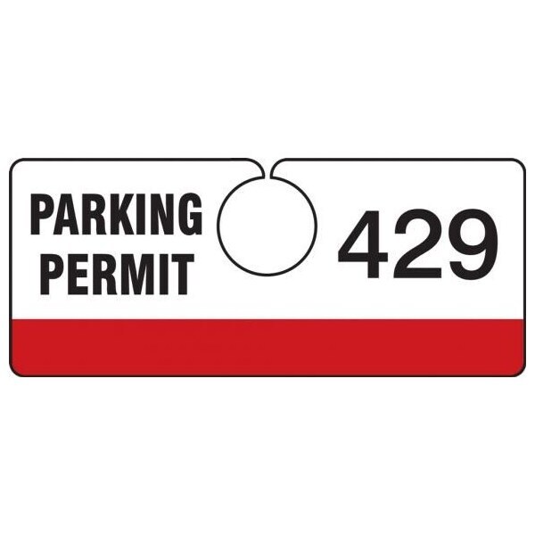 Accuform Parking Permit Tag, Numbered 900-999, Red, 2in x 4.75in, Laminated PF-Cardstock, 100PK TNT429RDK - main